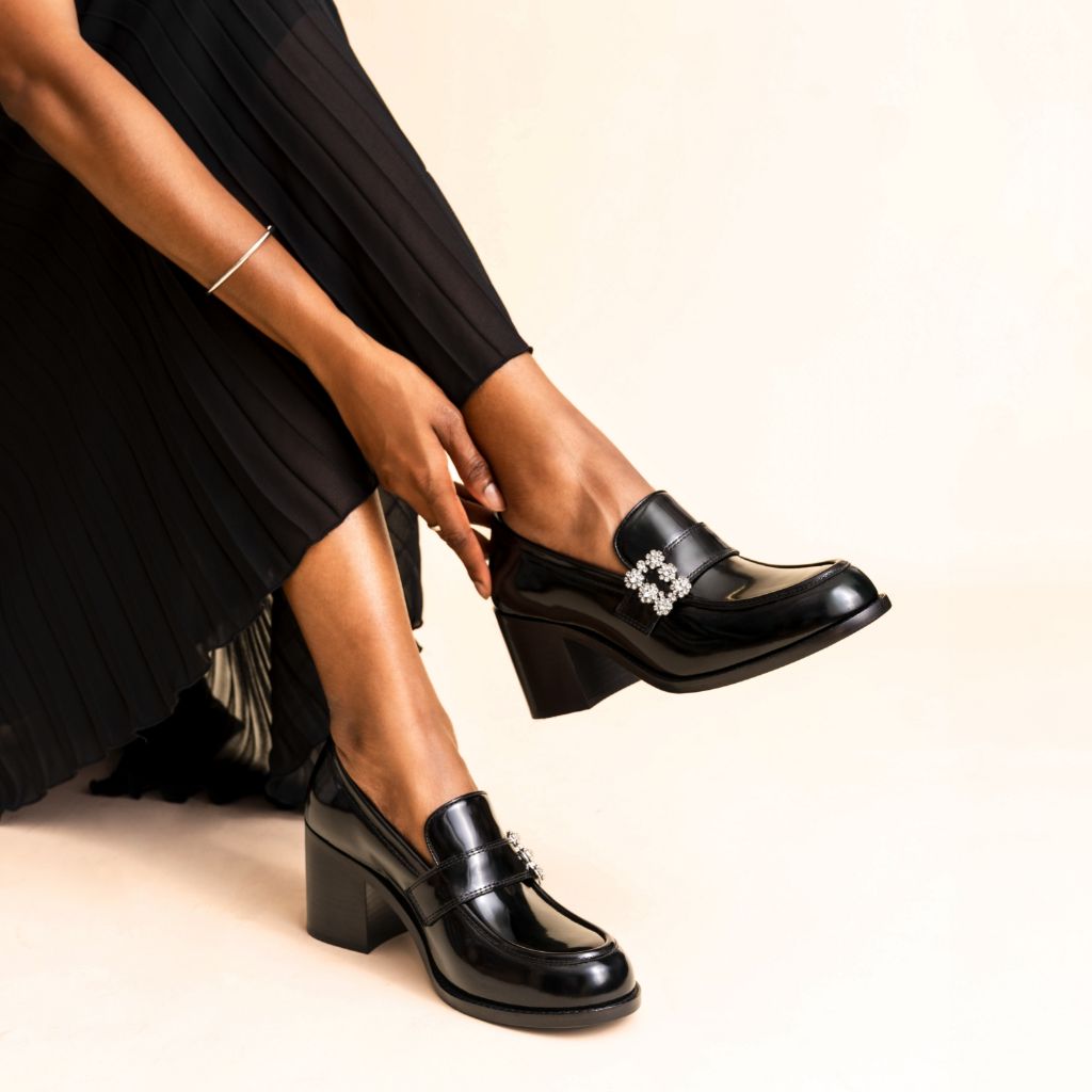High Heel Penny | Black & Crystal