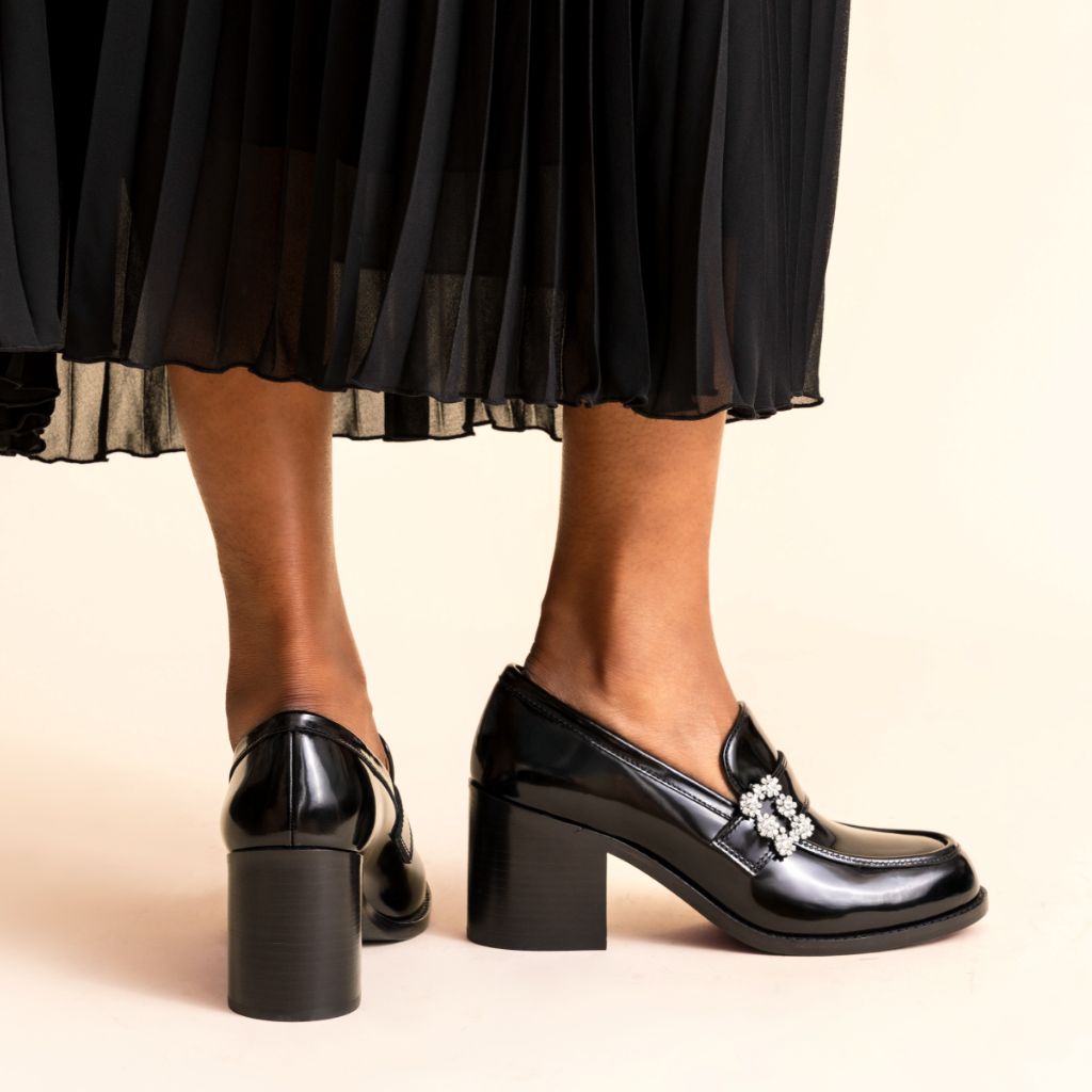 High Heel Penny | Black & Crystal
