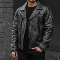 S Motorcycle Jacket | Distressed Black