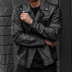S Motorcycle Jacket | Distressed Black