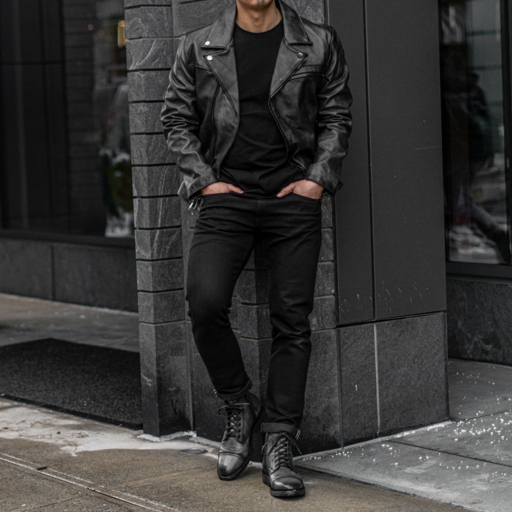 S Motorcycle Jacket | Distressed Black