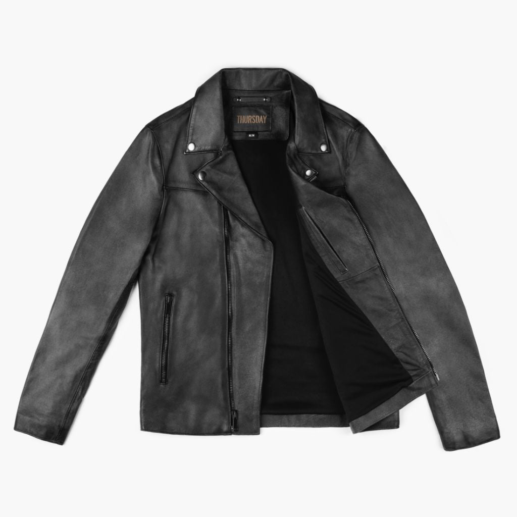 S Motorcycle Jacket | Distressed Black
