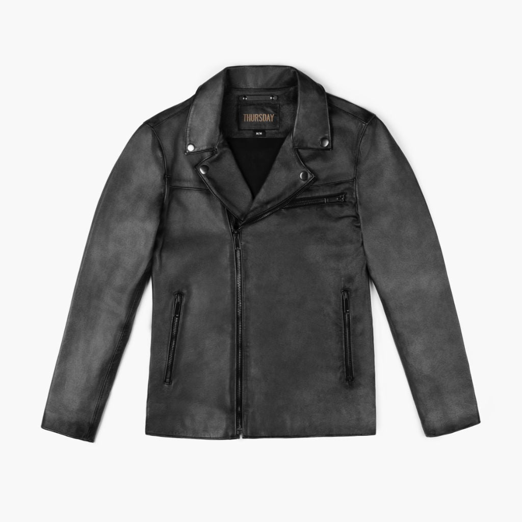 S Motorcycle Jacket | Distressed Black