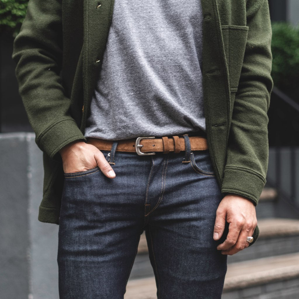 Men's Refined Leather Belt | Cognac Suede