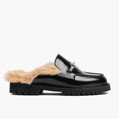 Penny Mule | Black & Beige Shearling